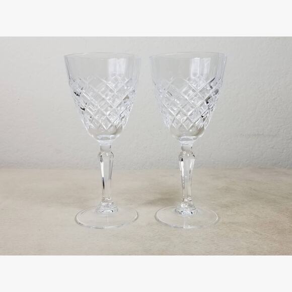 Cristal D' Arques Durand Dauphine Crystal Wine Water Goblets Glasses x2 Vintage - Picture 1 of 14